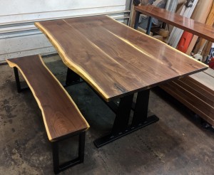 three board walnut live edge table and bench Wisconsin 
